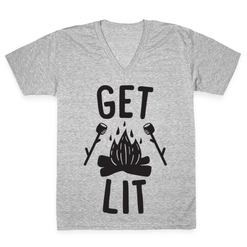 Get Lit - Campfire (CMYK) V-Neck Tee Shirt