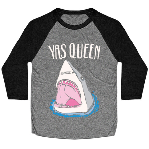 Yas Queen Shark White Print Baseball Tee