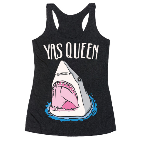 Yas Queen Shark White Print Racerback Tank Top