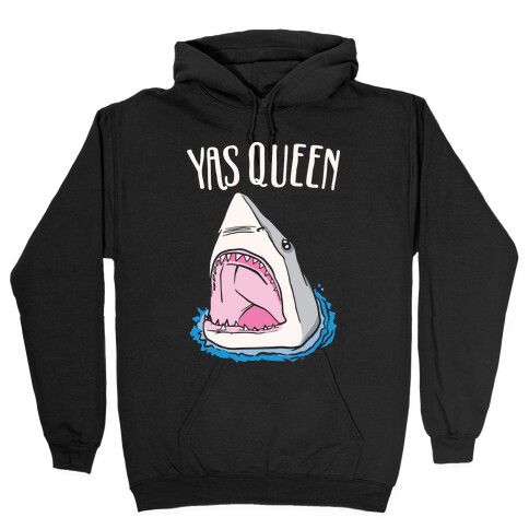Yas Queen Shark White Print Hooded Sweatshirt