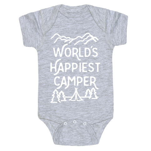 World's Happiest Camper White Print Baby One-Piece