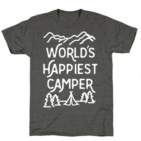 World's Happiest Camper White Print T-Shirt