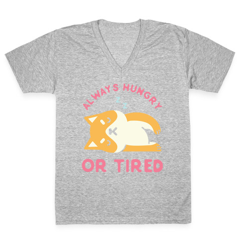 Always Hungry or Tired Shiba Inu V-Neck Tee Shirt