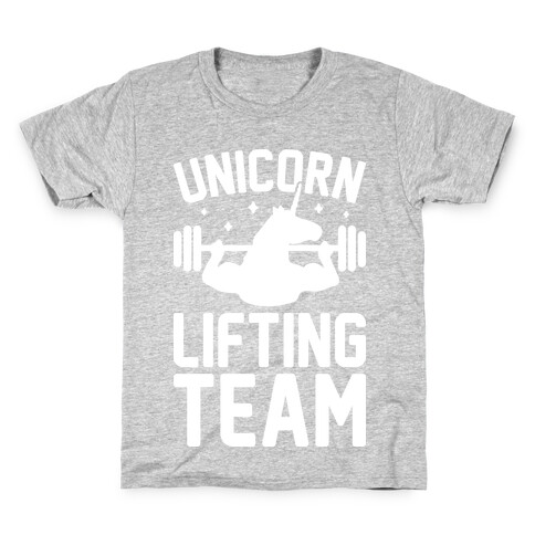 Unicorn Lifting Team (White) Kids T-Shirt