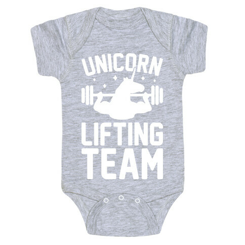 Unicorn Lifting Team (White) Baby One-Piece