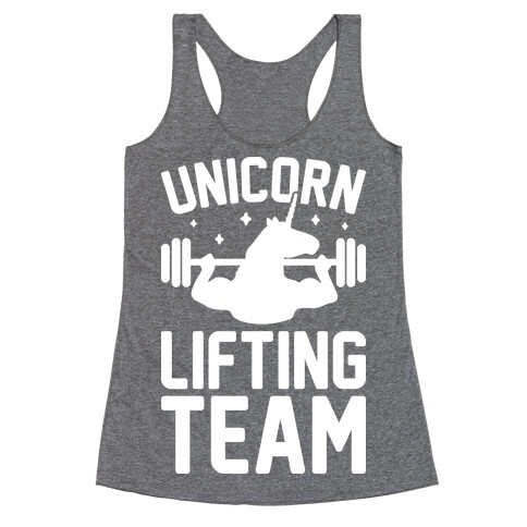 Unicorn Lifting Team (White) Racerback Tank Top