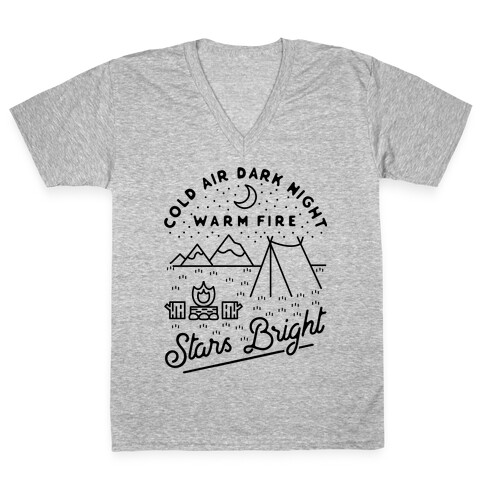 Cold Air Dark Night Warm Fire Stars Bright V-Neck Tee Shirt