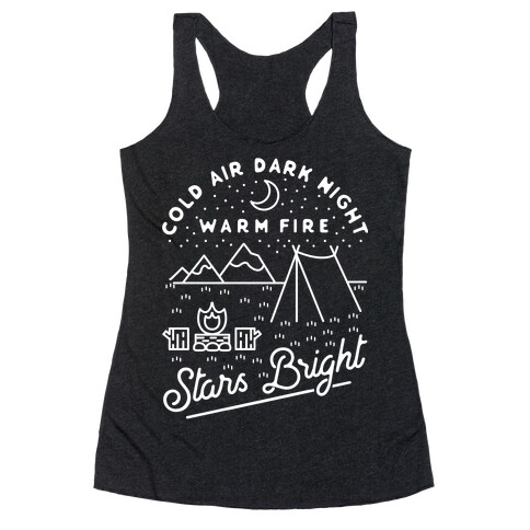 Cold Air Dark Night Warm Fire Stars Bright White Racerback Tank Top