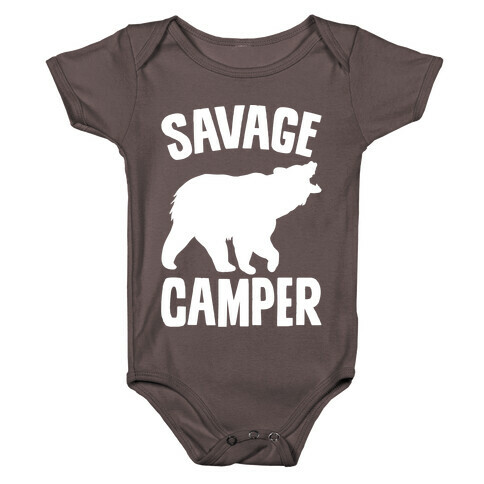 Savage Camper White Print Baby One-Piece