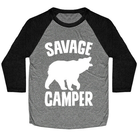 Savage Camper White Print Baseball Tee