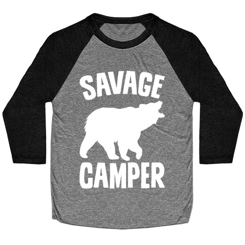 Savage Camper White Print Baseball Tee