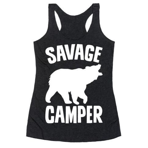 Savage Camper White Print Racerback Tank Top