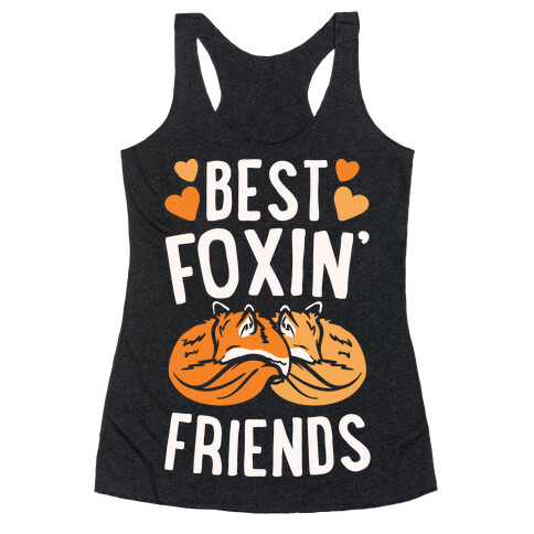 Best Foxin' Friends White Print Racerback Tank Top