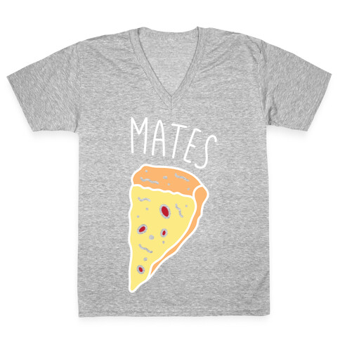 Soul Mates Pizza 2 (White) V-Neck Tee Shirt