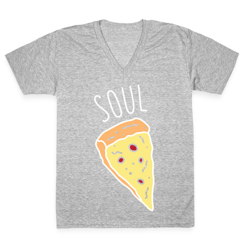 Soul Mates Pizza 1 (White) V-Neck Tee Shirt