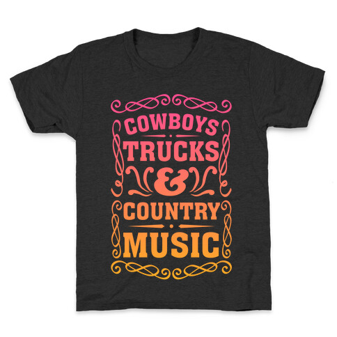 Cowboys Trucks & Country Music Kids T-Shirt