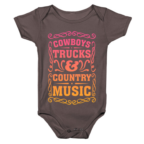 Cowboys Trucks & Country Music Baby One-Piece