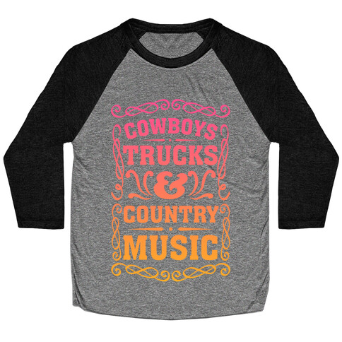 Cowboys Trucks & Country Music Baseball Tee