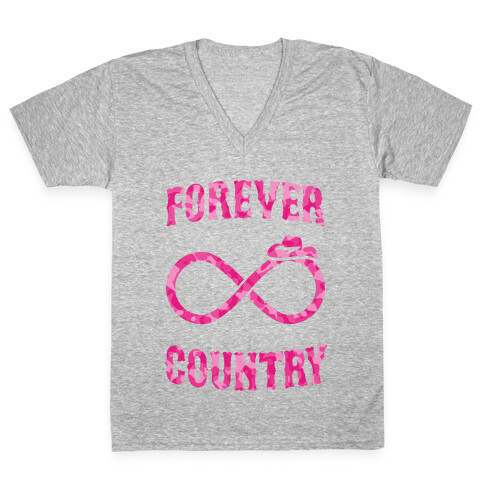 Forever Country (pink camo) V-Neck Tee Shirt