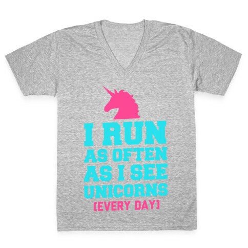 I Run as Often as I See Unicorns V-Neck Tee Shirt