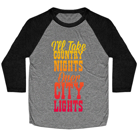 Country Nights Over City Lights Baseball Tee