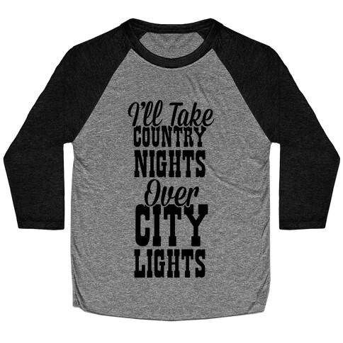 Country Nights Over City Lights Baseball Tee