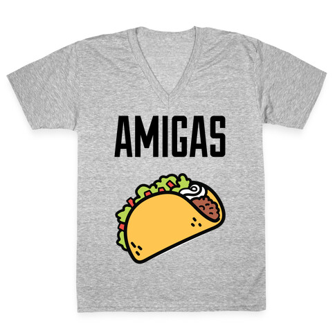 Best Amigas (Taco) V-Neck Tee Shirt