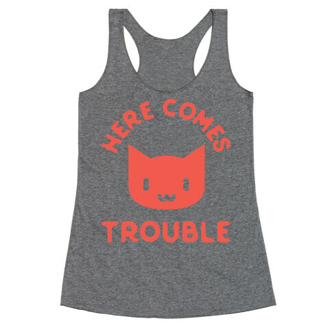 Here Comes Trouble Cat Racerback Tank Top