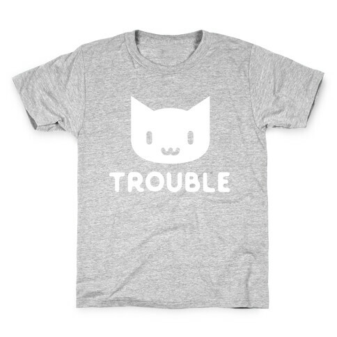 Trouble Cat White Kids T-Shirt
