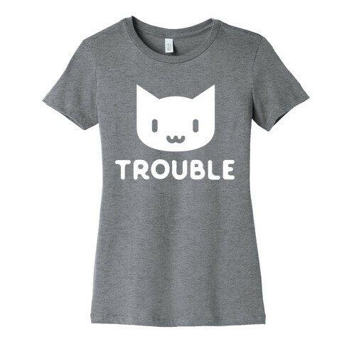 Trouble Cat White Womens T-Shirt