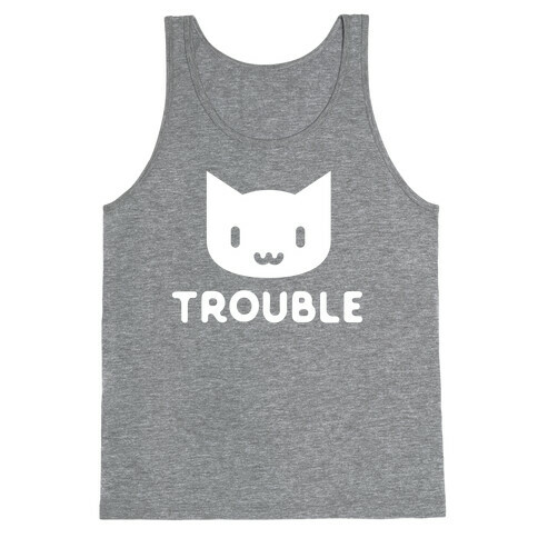 Trouble Cat White Tank Top