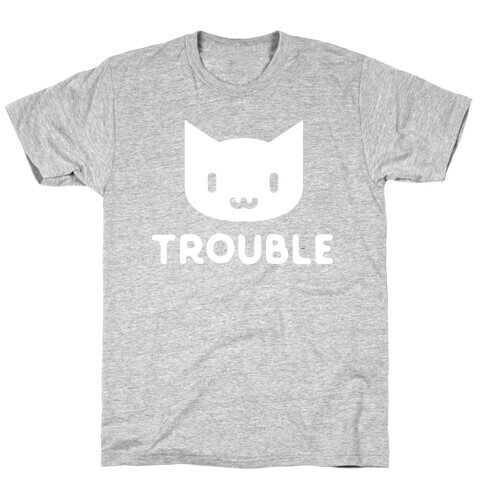 Trouble Cat White T-Shirt