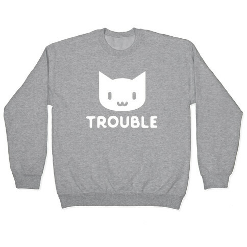 Trouble Cat White Pullover
