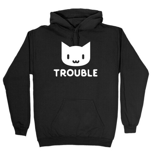 Trouble Cat White Hooded Sweatshirt