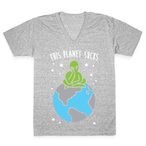 This Planet Sucks (White) V-Neck Tee Shirt