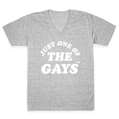 Just One Of The Gays TM Wht V-Neck Tee Shirt
