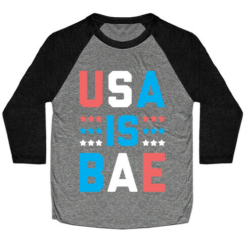 USA is BAE (White) Baseball Tee