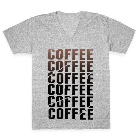 Coffee Coffee Coffee Coffee V-Neck Tee Shirt