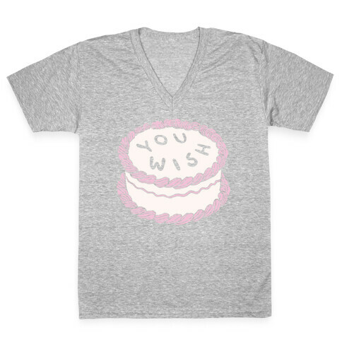 You Wish White Print V-Neck Tee Shirt