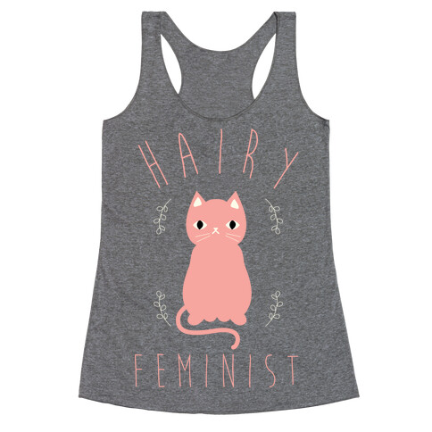 Hairy Feminist Pink Racerback Tank Top