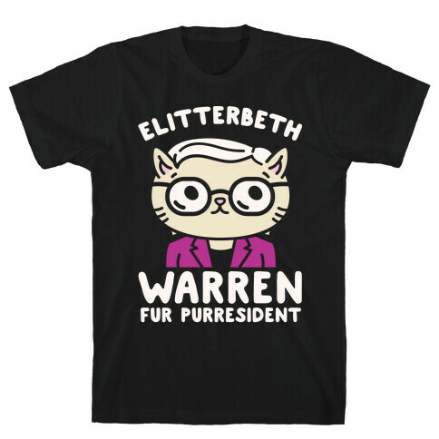 Elitterbeth Warren Fur Purresident White Print T-Shirt