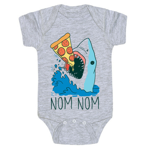 Nom Nom Pizza Shark  Baby One-Piece