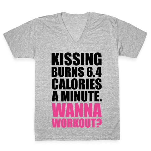Kissing Burns Calories V-Neck Tee Shirt