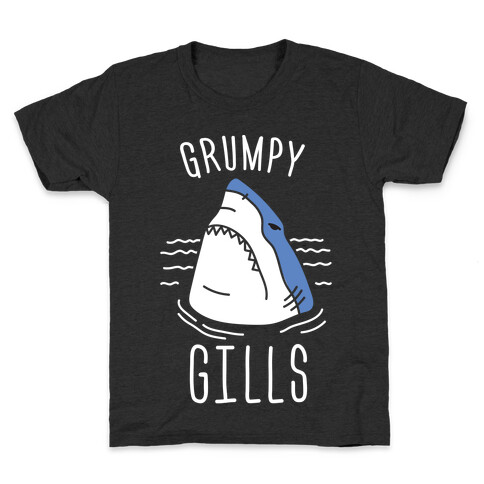 Grumpy Gills Shark (White) Kids T-Shirt