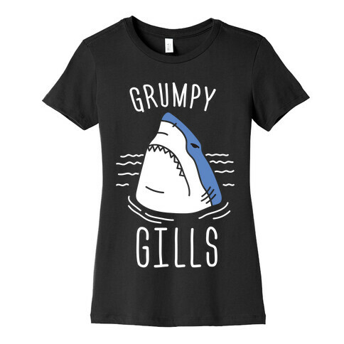 Grumpy Gills Shark (White) Womens T-Shirt