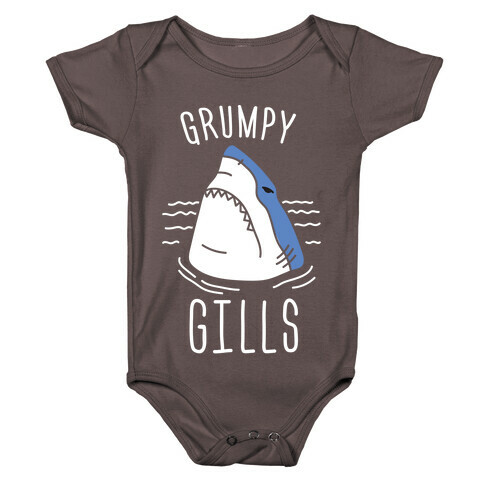 Grumpy Gills Shark (White) Baby One-Piece