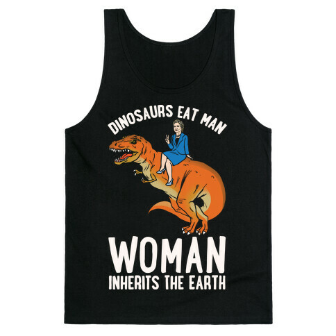 Woman Inherits The Earth Hillary Parody White Print Tank Top