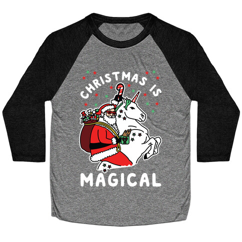 Christmas Is Magical White Baseball Tee