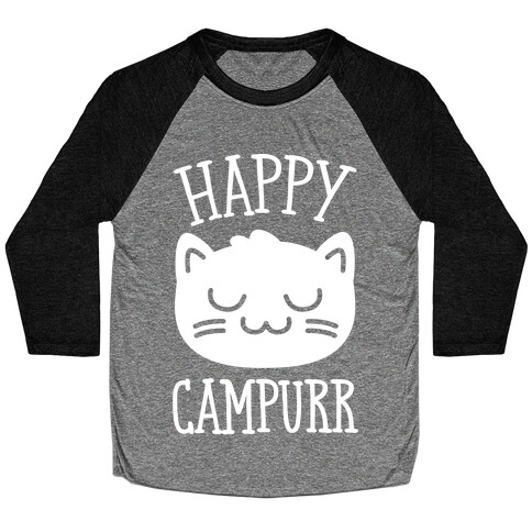 Happy Campurr White Print Baseball Tee