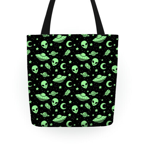 Aliens and UFO Cosmic Space Pattern Tote